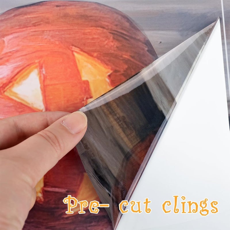 Treory Halloween Decorations Window Clings Decor, 3pcs Extra Large Scary White Ghosts with Pumpkin Lantern Halloween Window Decals Indoor, Creppy School Home Office Party Supplies for Glass Windows, 3 Sheets - Image 3